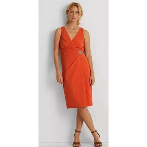 Lauren Ralph Lauren Sleeveless Crepe Cocktail Dress Hyannis Port Orange Size 4
